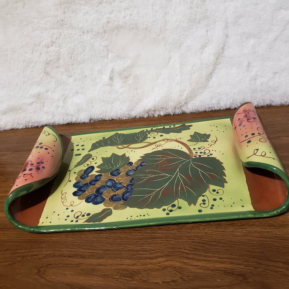 BORDEAUX Nanette Vacher Ambiance Wine Cheese Tray Platter‎ Pottery Dish Decor